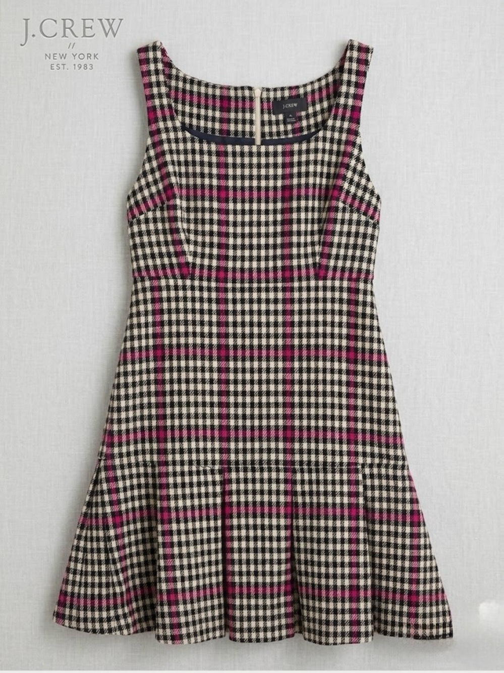 J. Crew Pink, Black & White Plaid Sleeveless Mini Dress - Picture 2 of 4